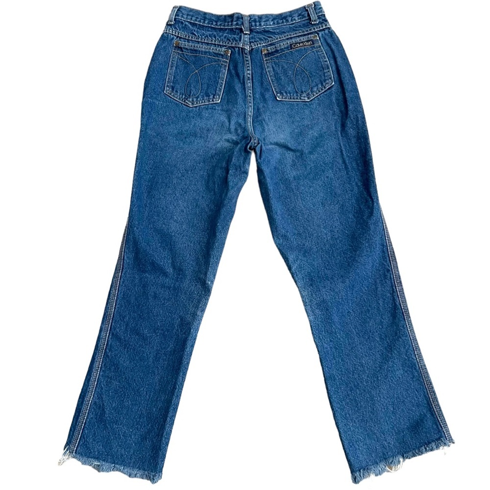 Vintage 80s / 90s Calvin Klein High Rise Mom Jean Rigid Denim Cut Off Fray Hem